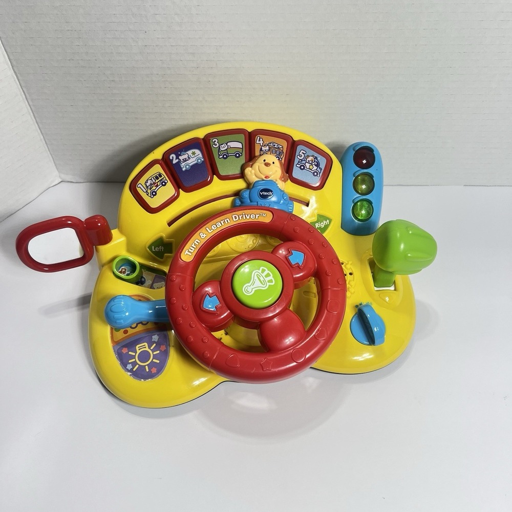 Vtech Baby Turn & Learn Driver Toy Yellow Ages 6-36 mo Toddler Musical Activity.